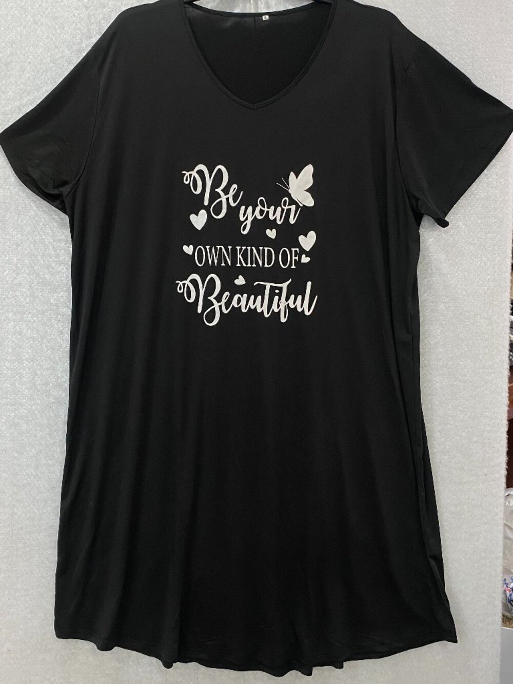 Woman's Nightgown Sleep Shirt 4X Black Be Your Own Kind Of Beautiful Jersey Knit